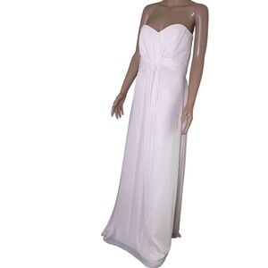 After Six bridesmaid maxi dress sweetheart neckline blush pink chiffon strapless